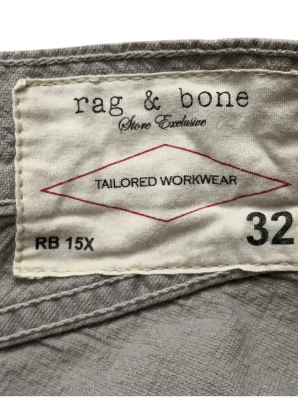 Rag & Bone Jeans Mens Size 32 RB 15X Slim Straight Button Fly Handmade Gray